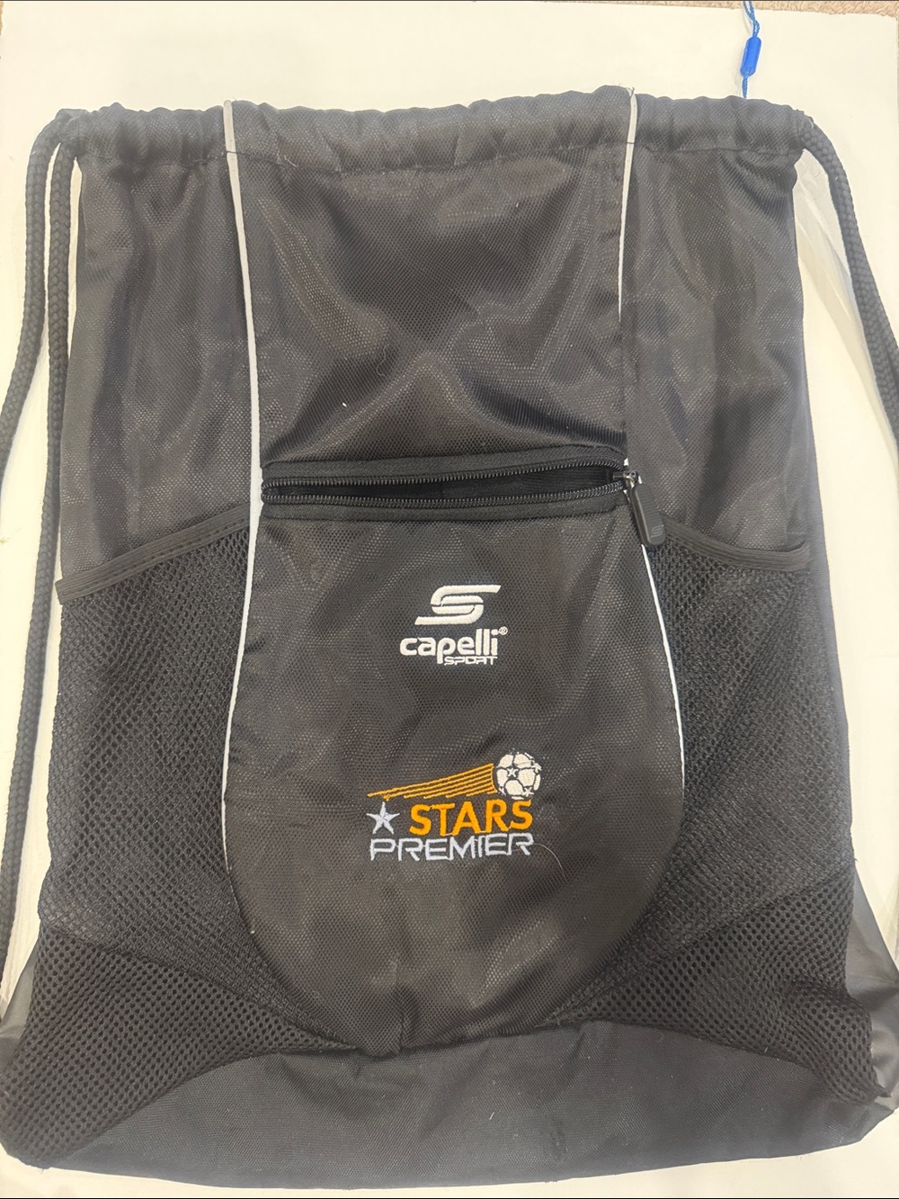 Capelli of New York Black Drawstring Backpack with Yellow Accent - Stars Premier